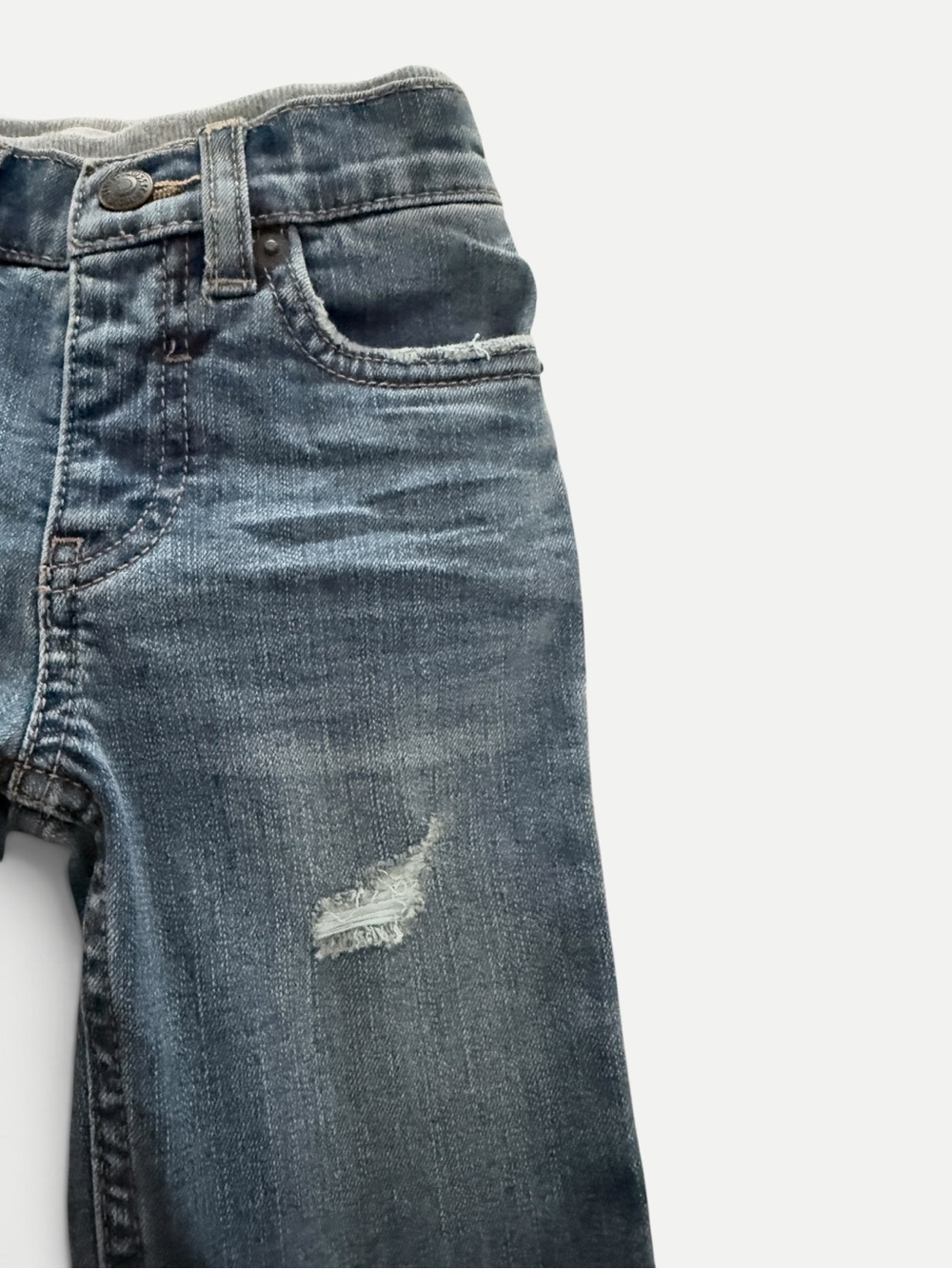 Levi’s Baby 9M Pull-On Jeans Vintage Sky Distressed Cuffed Stretch Denim NWT - Picture 7 of 12